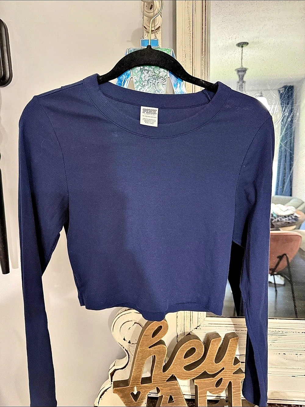 Victoria's Secret PINK Long Sleeve Top in Blue XL Like New